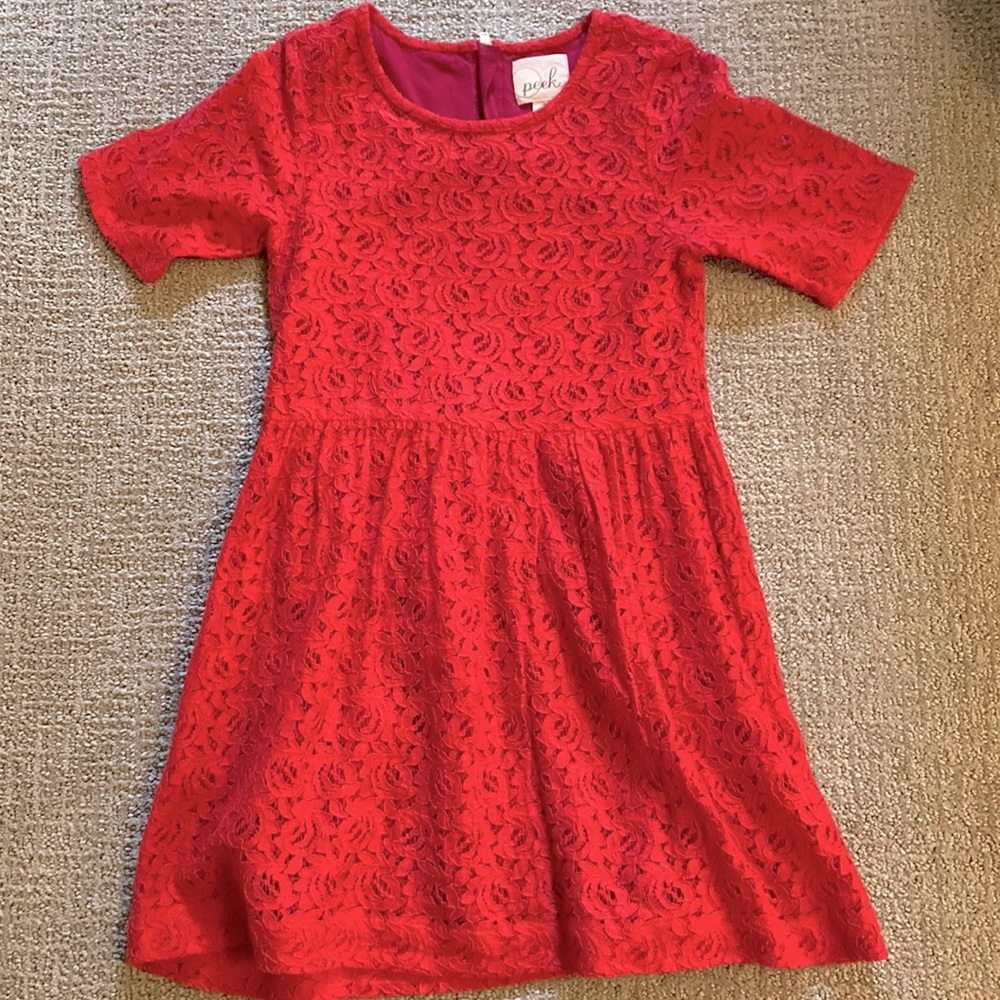 Peek red lace girls dress